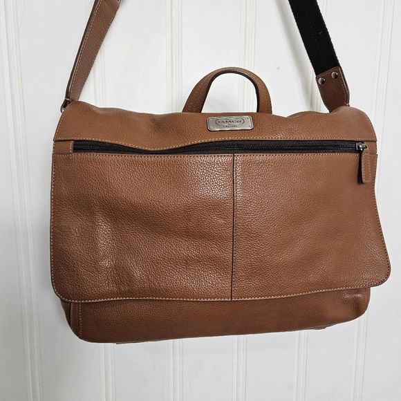 Coach Transatlantic Messenger Bag Brown Pebbled Leather Unisex Crossbody - Picture 3 of 16